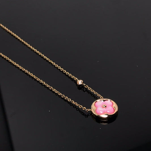[Radiant Gem]¯COLOR BLOSSOM PINK MOP SUN GOLD NECKLACE