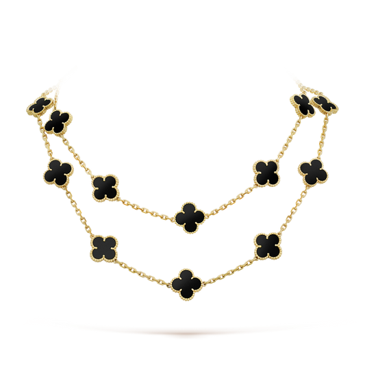 [Radiant Gem]¯CLOVER 20 MOTIFS ONYX NECKLACE