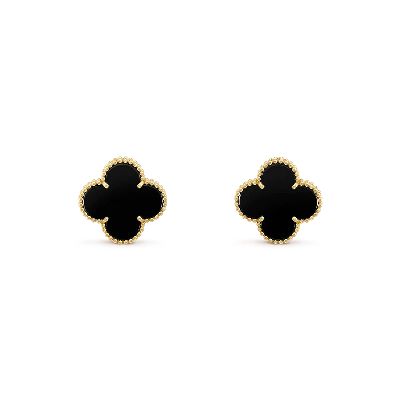 [Radiant Gem]¯CLOVER MEDIUM 1 MOTIFS  ONYX STUD EARRINGS