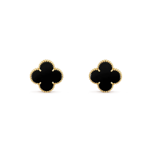 [Radiant Gem]¯CLOVER MEDIUM 1 MOTIFS  ONYX STUD EARRINGS
