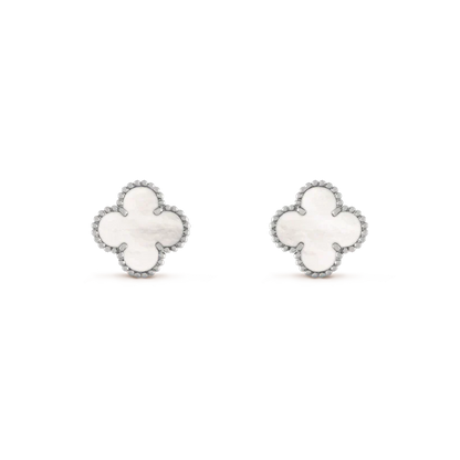 [Radiant Gem]¯CLOVER MEDIUM 1 MOTIFS  WHITE MOP EARRINGS SILVER