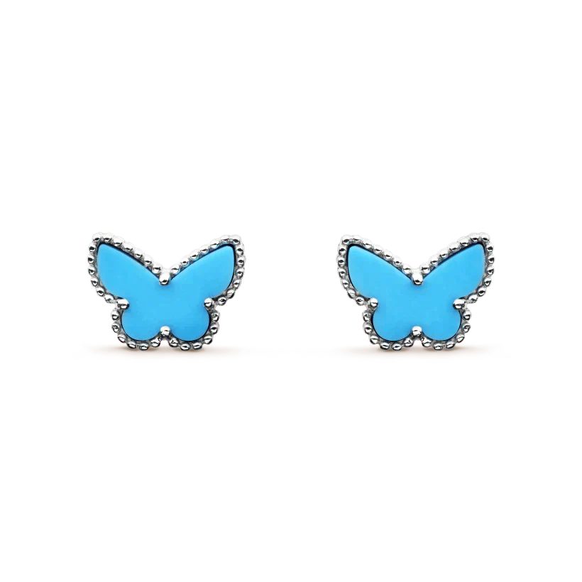 [Radiant Gem]¯BUTTERFLY TURQUOISE EARRINGS SILVER