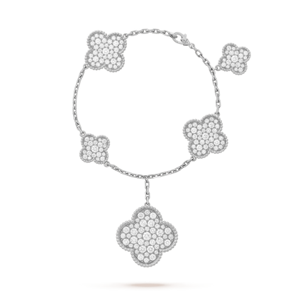 [Radiant Gem]¯CLOVER 6 MOTIFS SILVER DIAMOND BRACELET