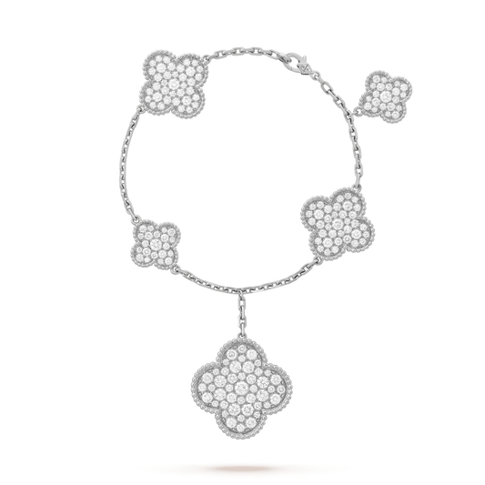[Radiant Gem]¯CLOVER 6 MOTIFS SILVER DIAMOND BRACELET