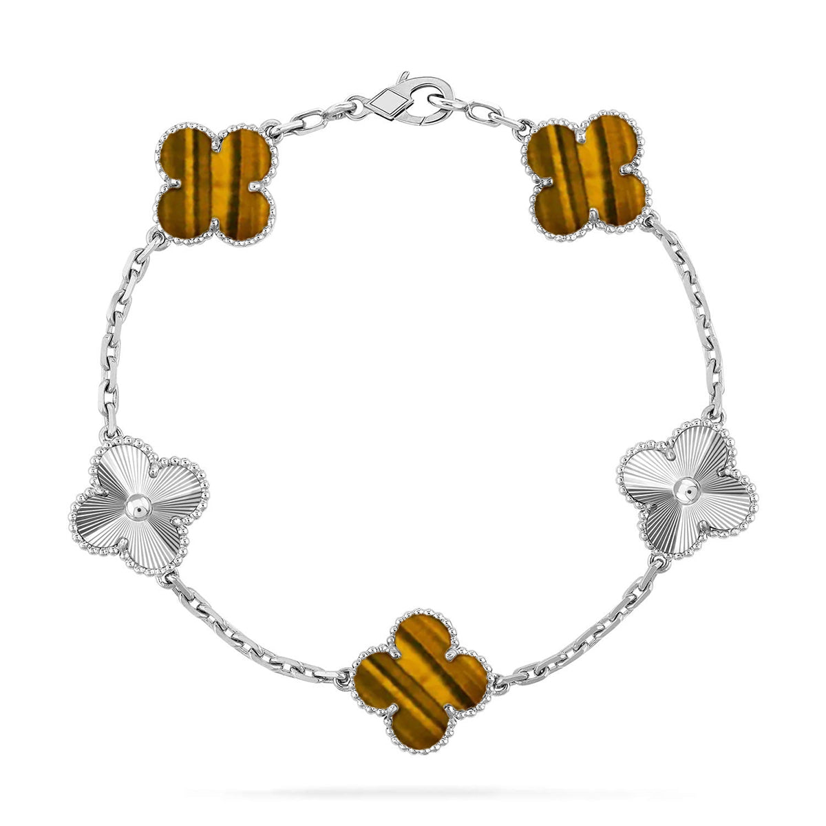 [Radiant Gem]New  CLOVER 5 MOTIFS TIGER EYE BRACELET COLLECTION