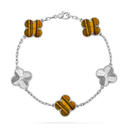 [Radiant Gem]New  CLOVER 5 MOTIFS TIGER EYE BRACELET COLLECTION
