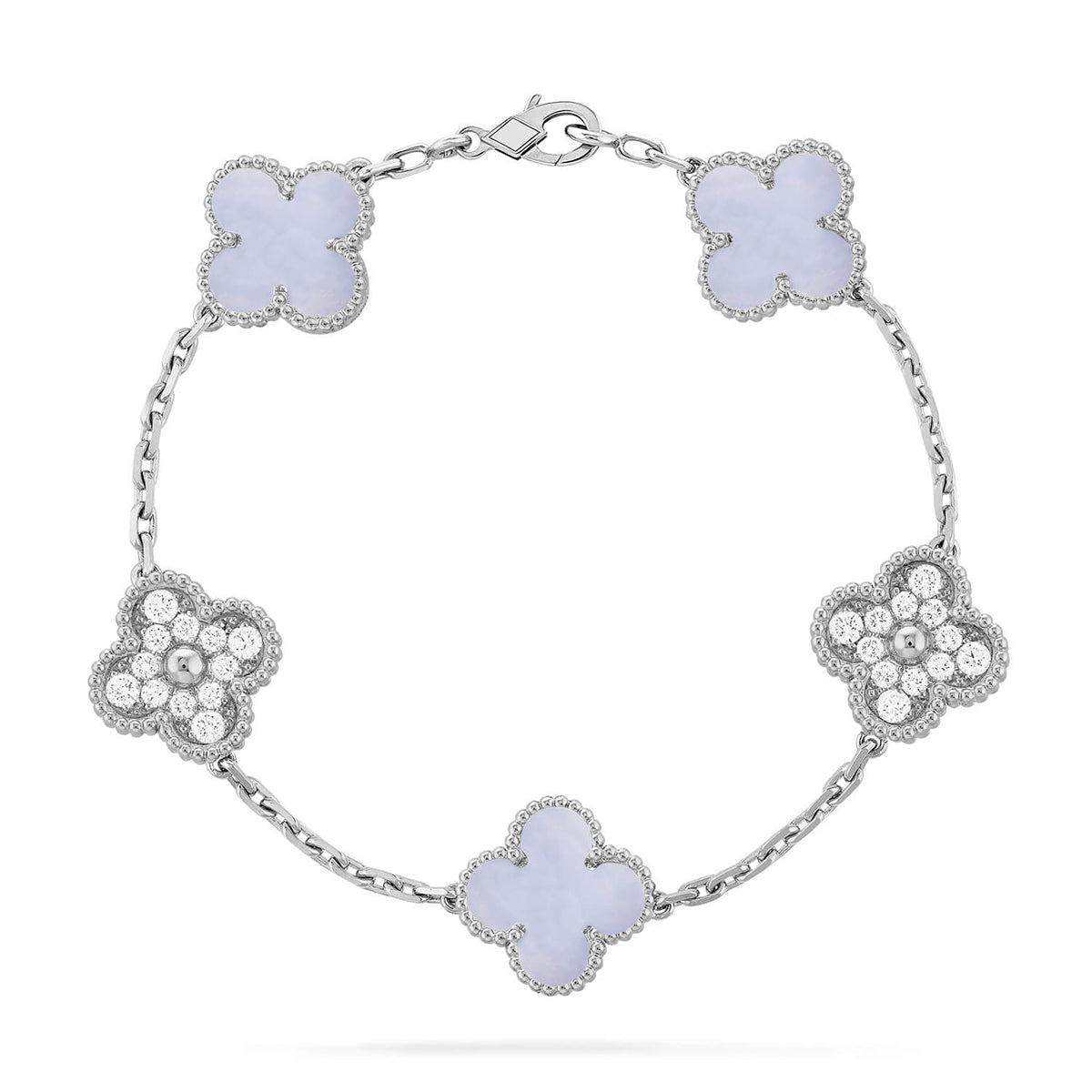[Radiant Gem]New  CLOVER 5 MOTIF PURPLE CHALCEDONY BRACELET COLLECTION