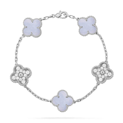 [Radiant Gem]New  CLOVER 5 MOTIF PURPLE CHALCEDONY BRACELET COLLECTION