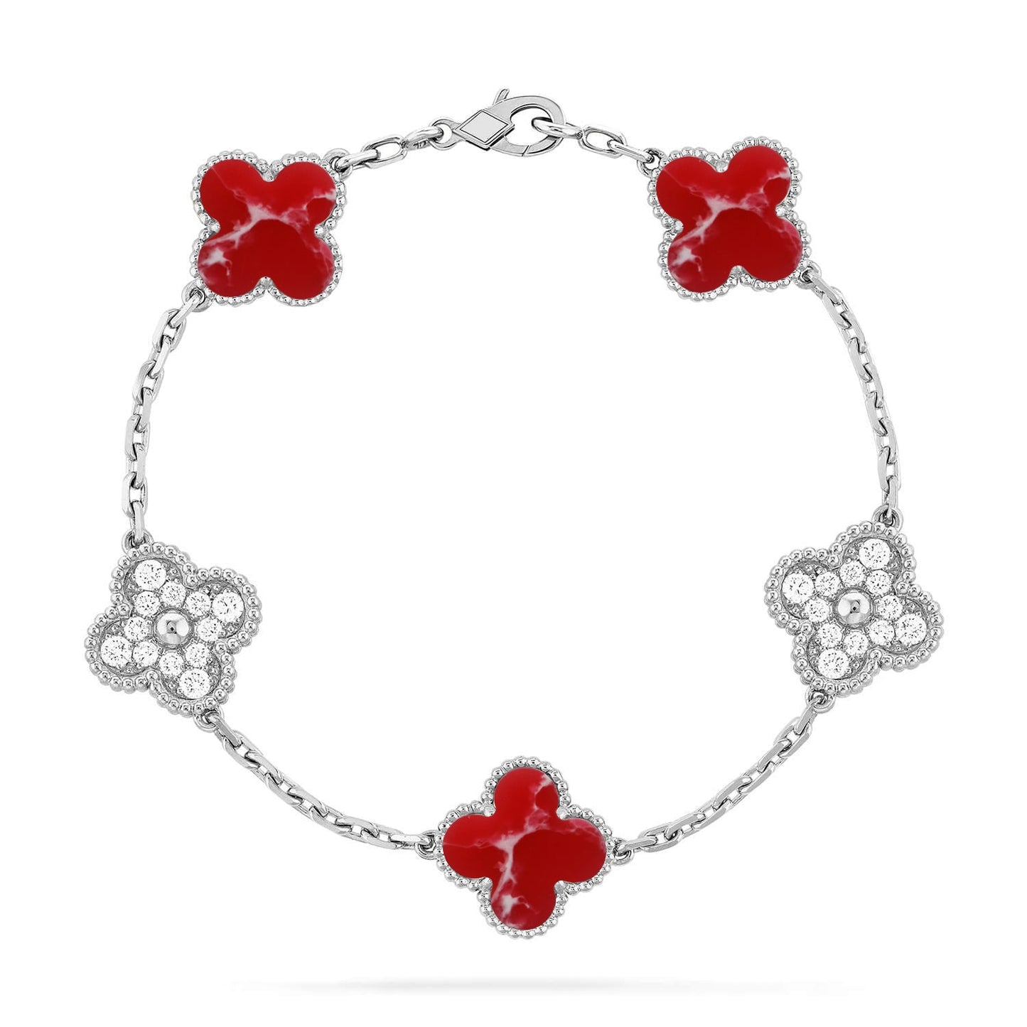 [Radiant Gem]New CLOVER 5 MOTIF RED PATTERN BRACELET COLLECTION