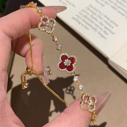 [Radiant Gem]¯CLOVER 5 MOTIF PINK BLUE RED WHITE BRACELET