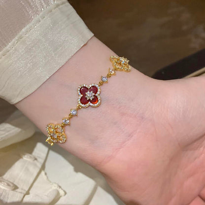 [Radiant Gem]¯CLOVER 5 MOTIF PINK BLUE RED WHITE BRACELET