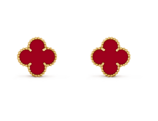 [Radiant Gem] CLOVER 20MM RED AGATE EARRINGS