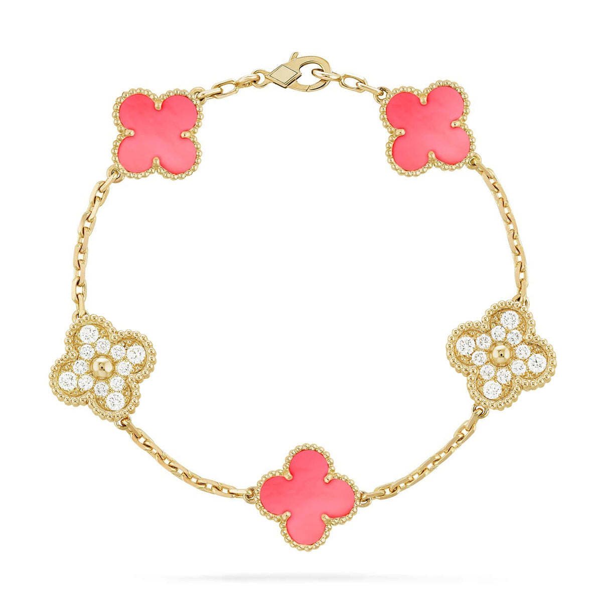 [Radiant Gem]New  CLOVER 5 MOTIFS  PINK MOP BRACELET COLLECTION