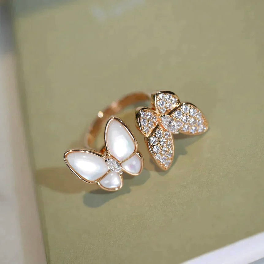 [Radiant Gem]¯TWIN BUTTERFLY DIAMOND MOP RING