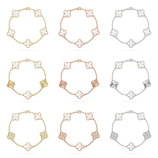 [Radiant Gem]New CLOVER WHITE PEARL MOP 5 MOTIF BRACELET COLLECTION