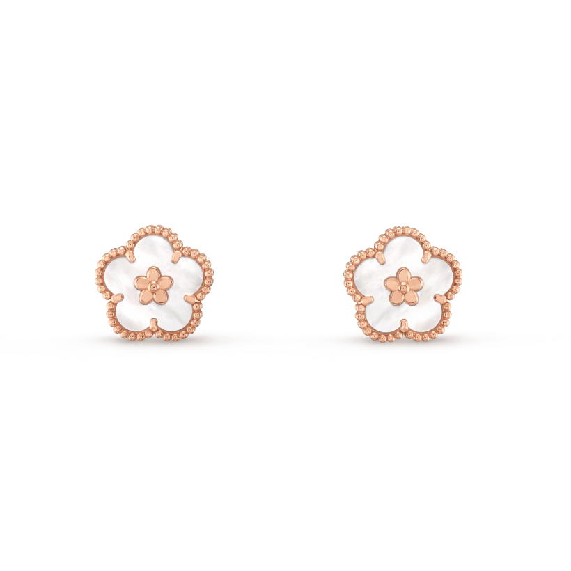 [Radiant Gem]¯LUCKY PINK GOLD WHITE MOP EARRINGS