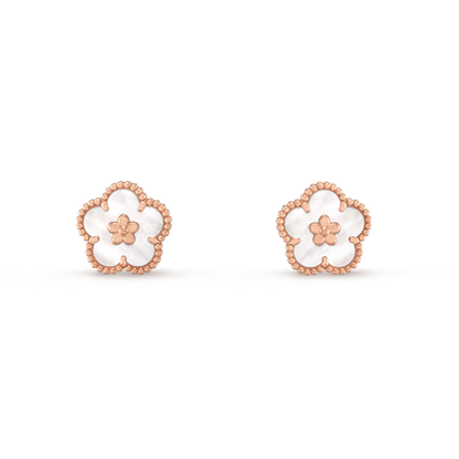 [Radiant Gem]¯LUCKY PINK GOLD WHITE MOP EARRINGS