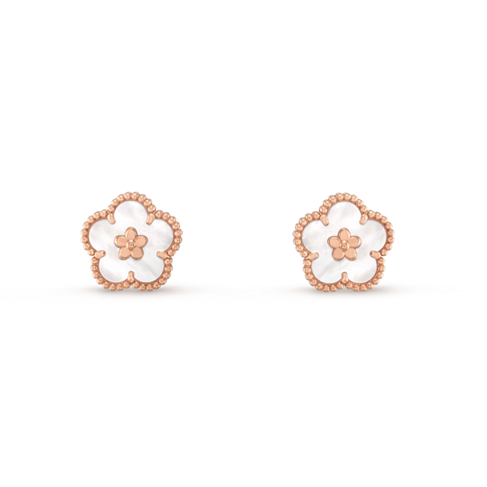 [Radiant Gem]¯LUCKY PINK GOLD WHITE MOP EARRINGS