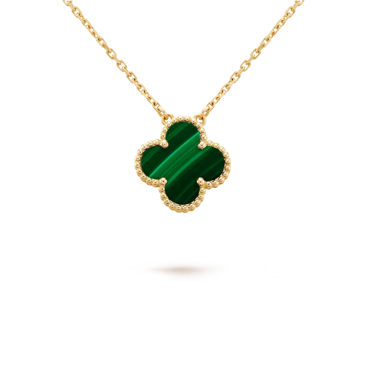 [Radiant Gem]¯CLOVER 15MM MALACHITE SINGLE FLOWER  NECKLACE