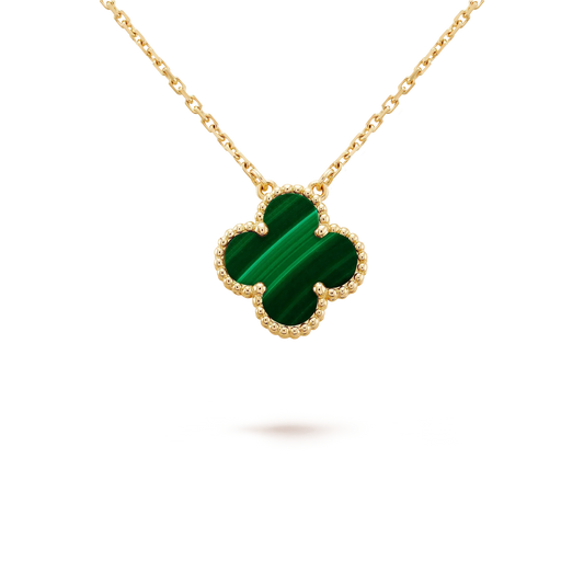 [Radiant Gem]¯CLOVER 15MM MALACHITE SINGLE FLOWER  NECKLACE