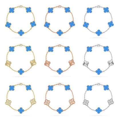 [Radiant Gem]New CLOVER 5 MOTIF BLUE AGATE BRACELET COLLECTION