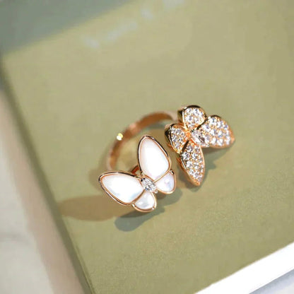 [Radiant Gem]¯TWIN BUTTERFLY DIAMOND MOP RING