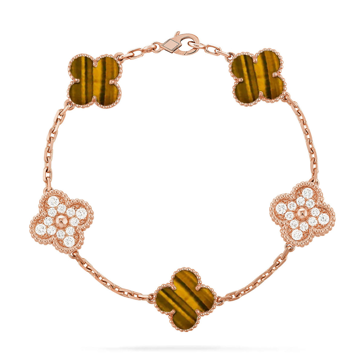 [Radiant Gem]New  CLOVER 5 MOTIFS TIGER EYE BRACELET COLLECTION