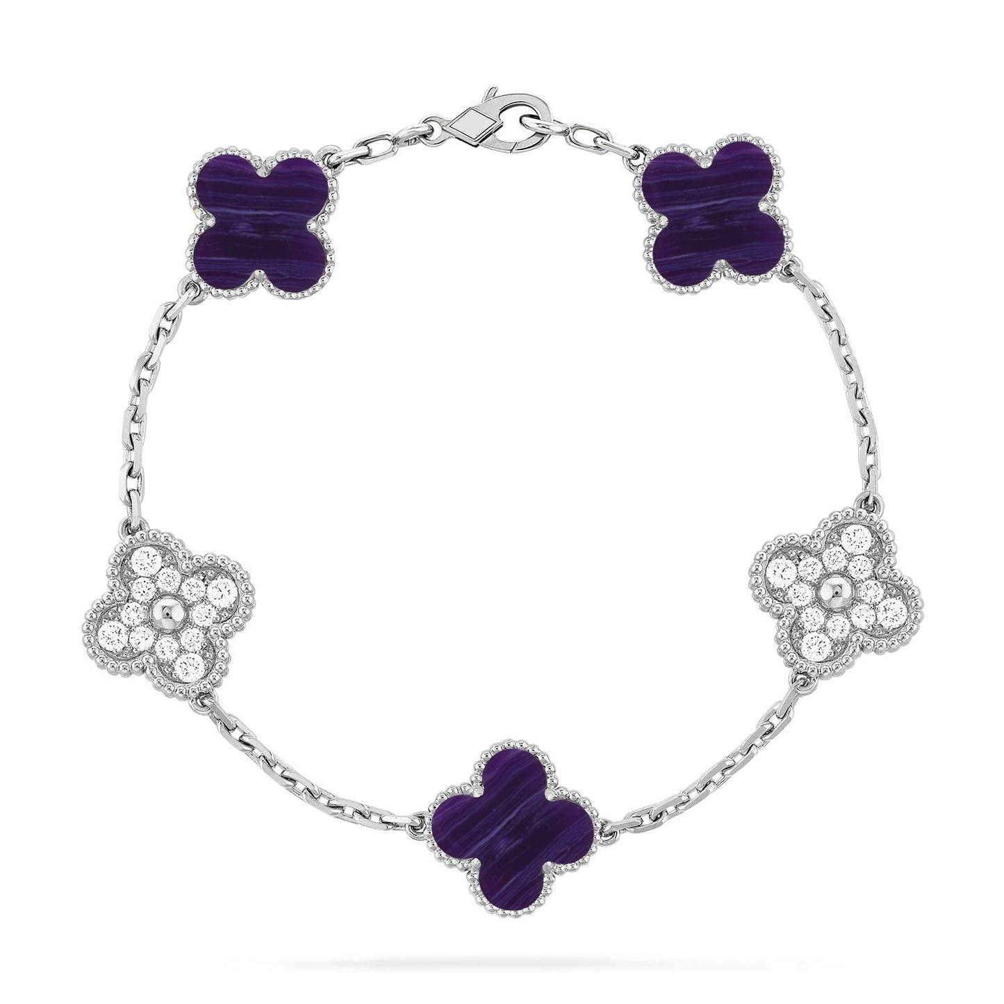[Radiant Gem]New CLOVER 5 MOTIF PURPLE STRIPES BRACELET COLLECTION