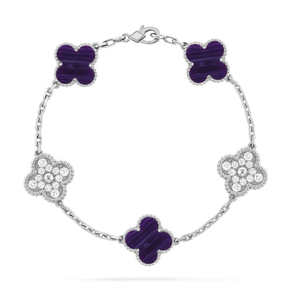 [Radiant Gem]New CLOVER 5 MOTIF PURPLE STRIPES BRACELET COLLECTION