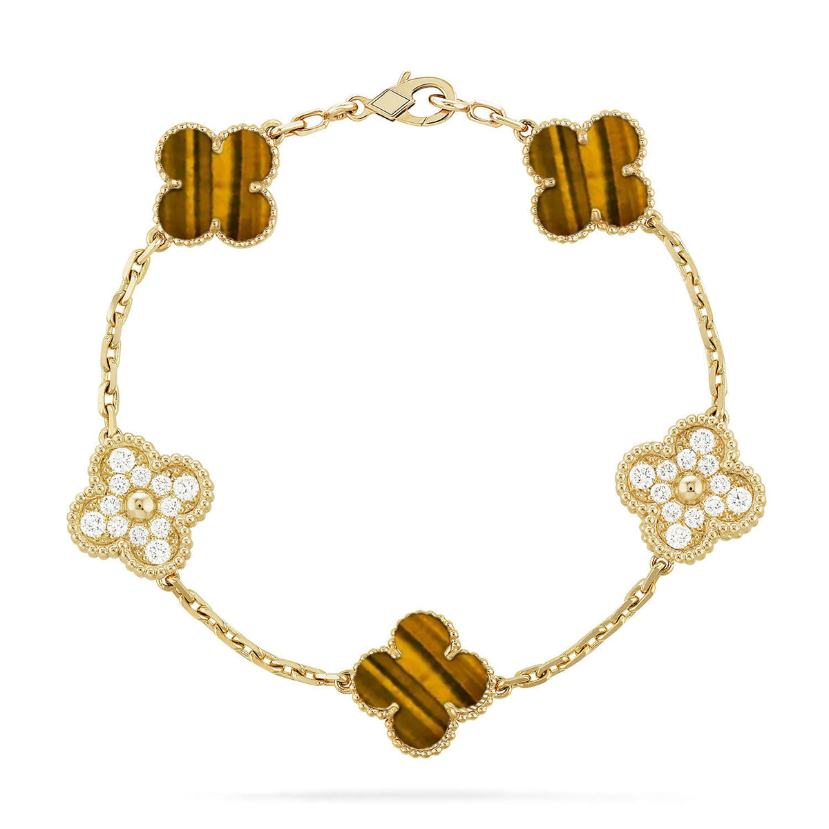 [Radiant Gem]New  CLOVER 5 MOTIFS TIGER EYE BRACELET COLLECTION