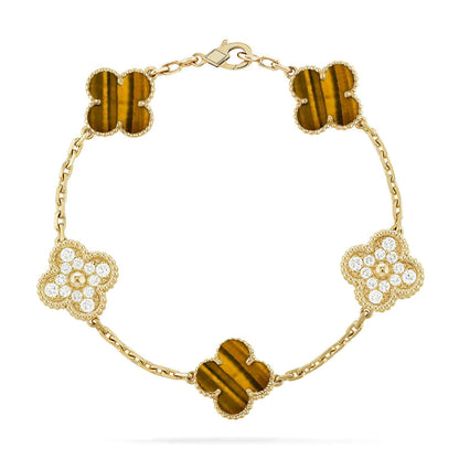 [Radiant Gem]New  CLOVER 5 MOTIFS TIGER EYE BRACELET COLLECTION