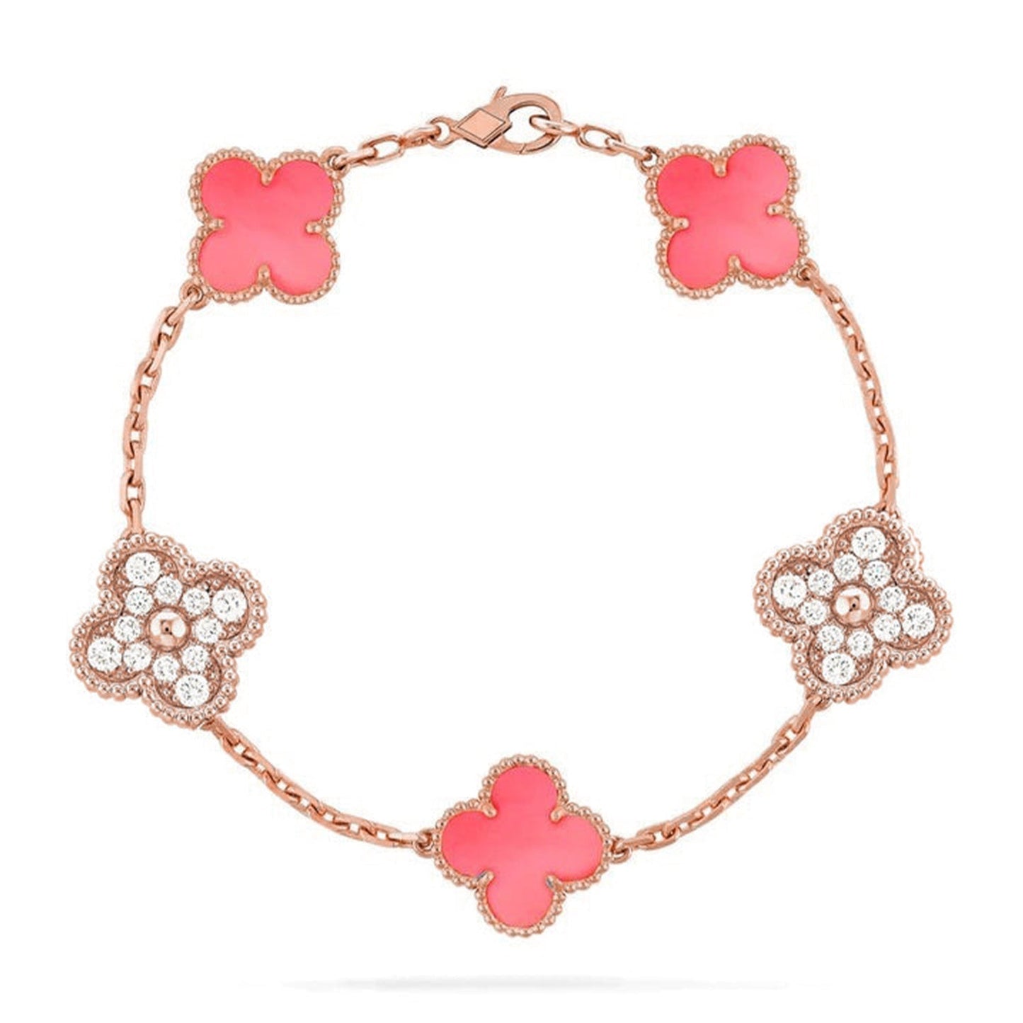[Radiant Gem]New  CLOVER 5 MOTIFS  PINK MOP BRACELET COLLECTION