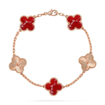 [Radiant Gem]New CLOVER 5 MOTIF RED PATTERN BRACELET COLLECTION