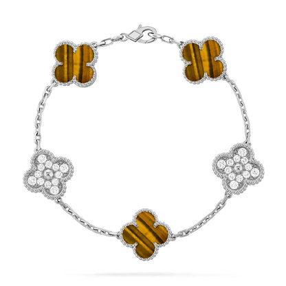 [Radiant Gem]New  CLOVER 5 MOTIFS TIGER EYE BRACELET COLLECTION