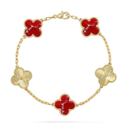 [Radiant Gem]New CLOVER 5 MOTIF RED PATTERN BRACELET COLLECTION