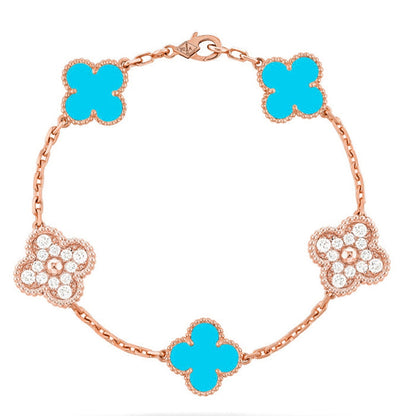 [Radiant Gem]New  CLOVER 5 MOTIF TURQUOISE BRACELET COLLECTION
