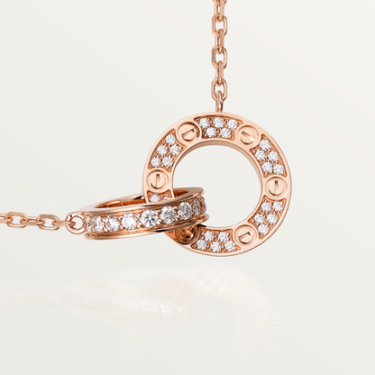 [Radiant Gem]¯LOVE 7.6MM NECKLACE ROSE GOLD AND SILVER  FULL DIAMOND