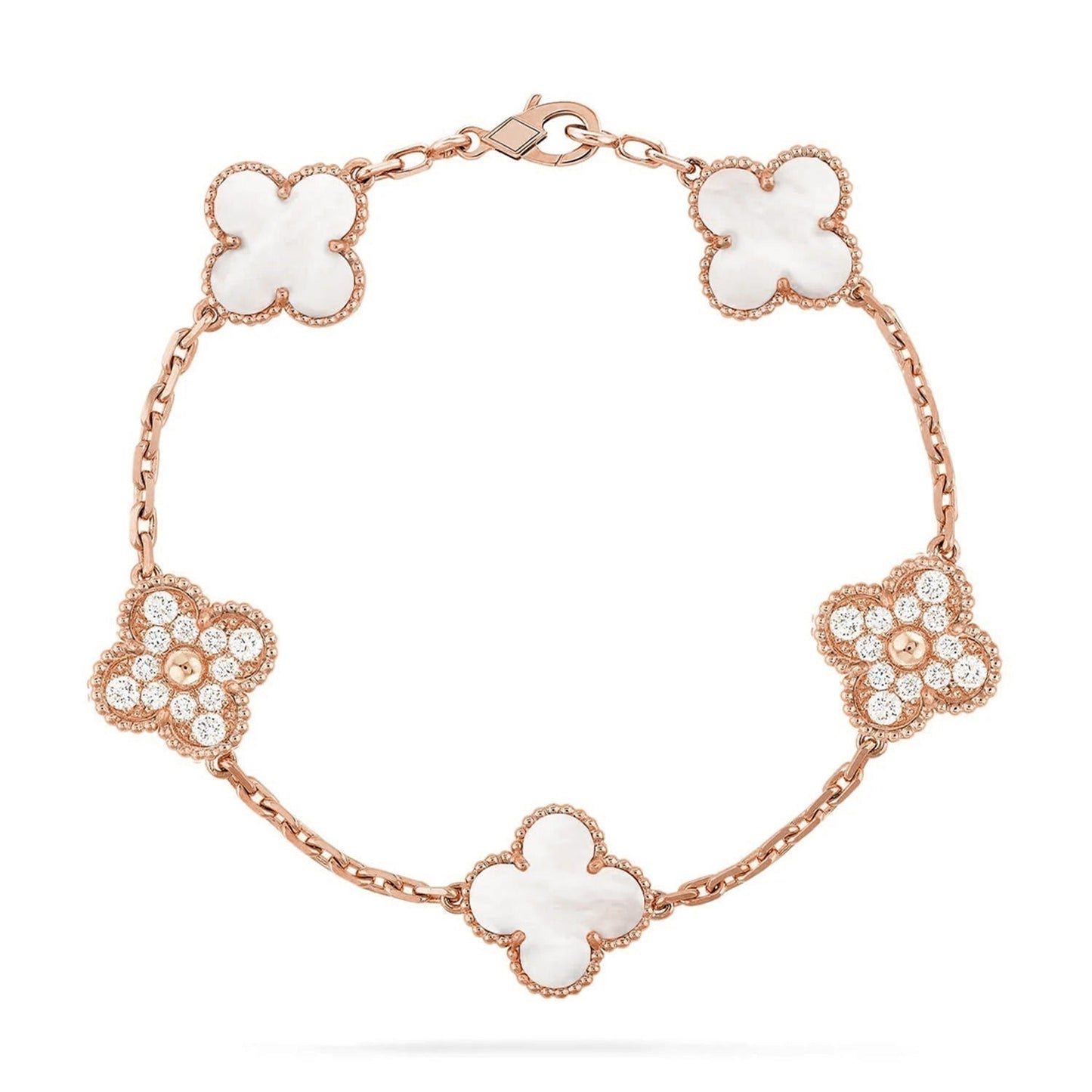 [Radiant Gem]New CLOVER WHITE PEARL MOP 5 MOTIF BRACELET COLLECTION