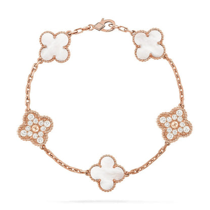 [Radiant Gem]New CLOVER WHITE PEARL MOP 5 MOTIF BRACELET COLLECTION