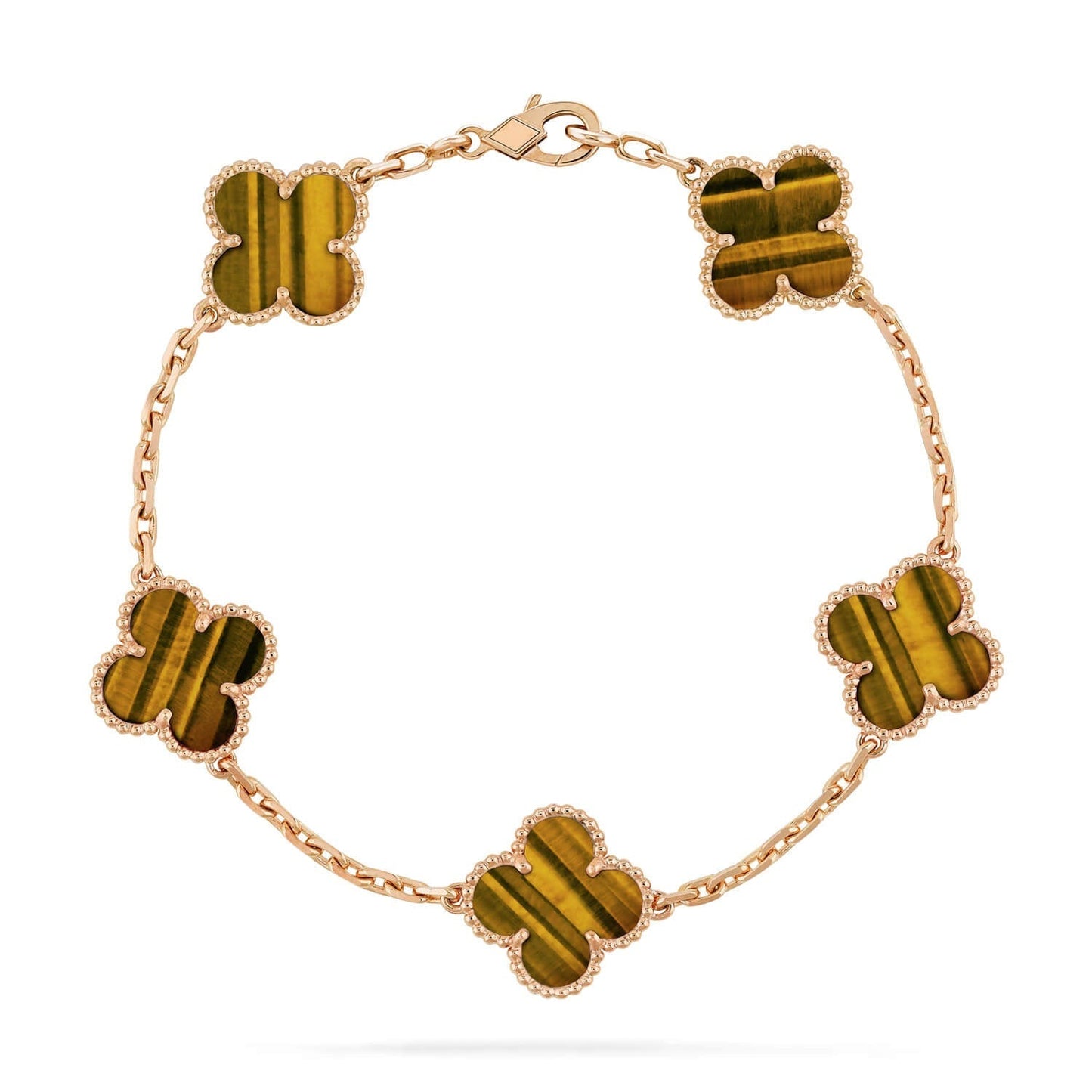[Radiant Gem]New  CLOVER 5 MOTIFS TIGER EYE BRACELET COLLECTION