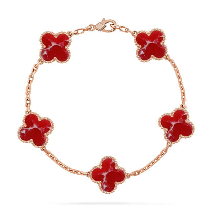 [Radiant Gem]New CLOVER 5 MOTIF RED PATTERN BRACELET COLLECTION
