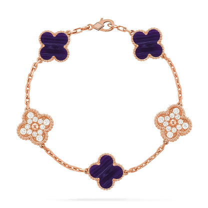 [Radiant Gem]New CLOVER 5 MOTIF PURPLE STRIPES BRACELET COLLECTION