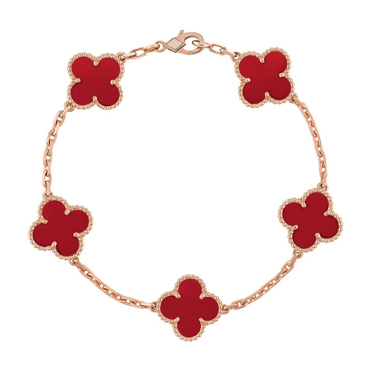 [Radiant Gem]New  CLOVER 5 MOTIF RED CORNELIAN BRACELET COLLECTION