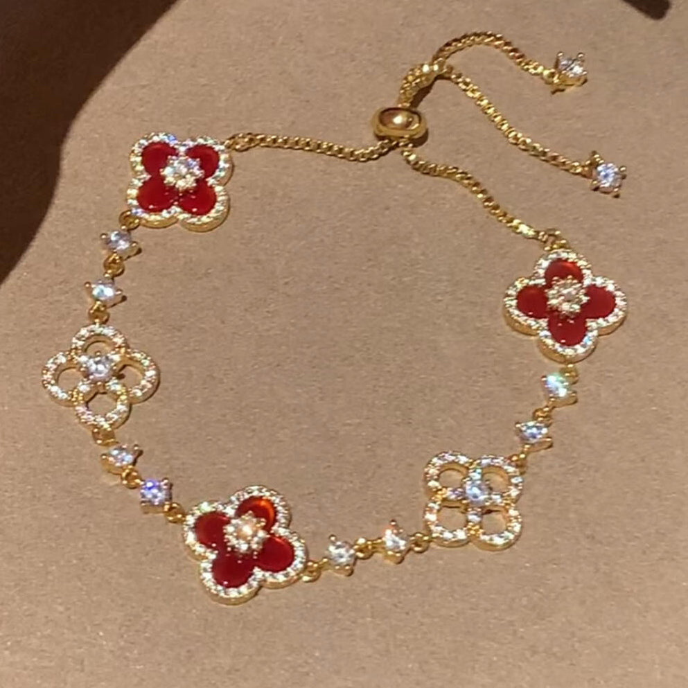 [Radiant Gem]¯CLOVER 5 MOTIF PINK BLUE RED WHITE BRACELET