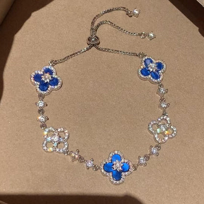 [Radiant Gem]¯CLOVER 5 MOTIF PINK BLUE RED WHITE BRACELET
