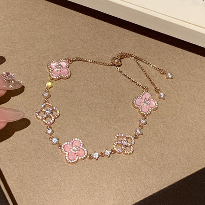 [Radiant Gem]¯CLOVER 5 MOTIF PINK BLUE RED WHITE BRACELET