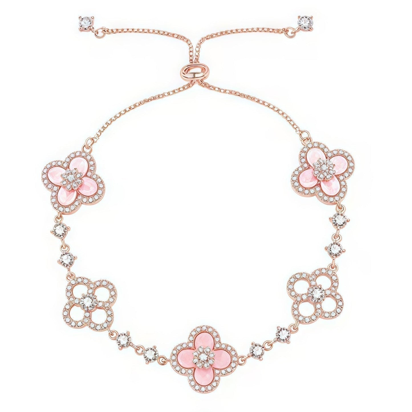 [Radiant Gem]¯CLOVER 5 MOTIF PINK BLUE RED WHITE BRACELET
