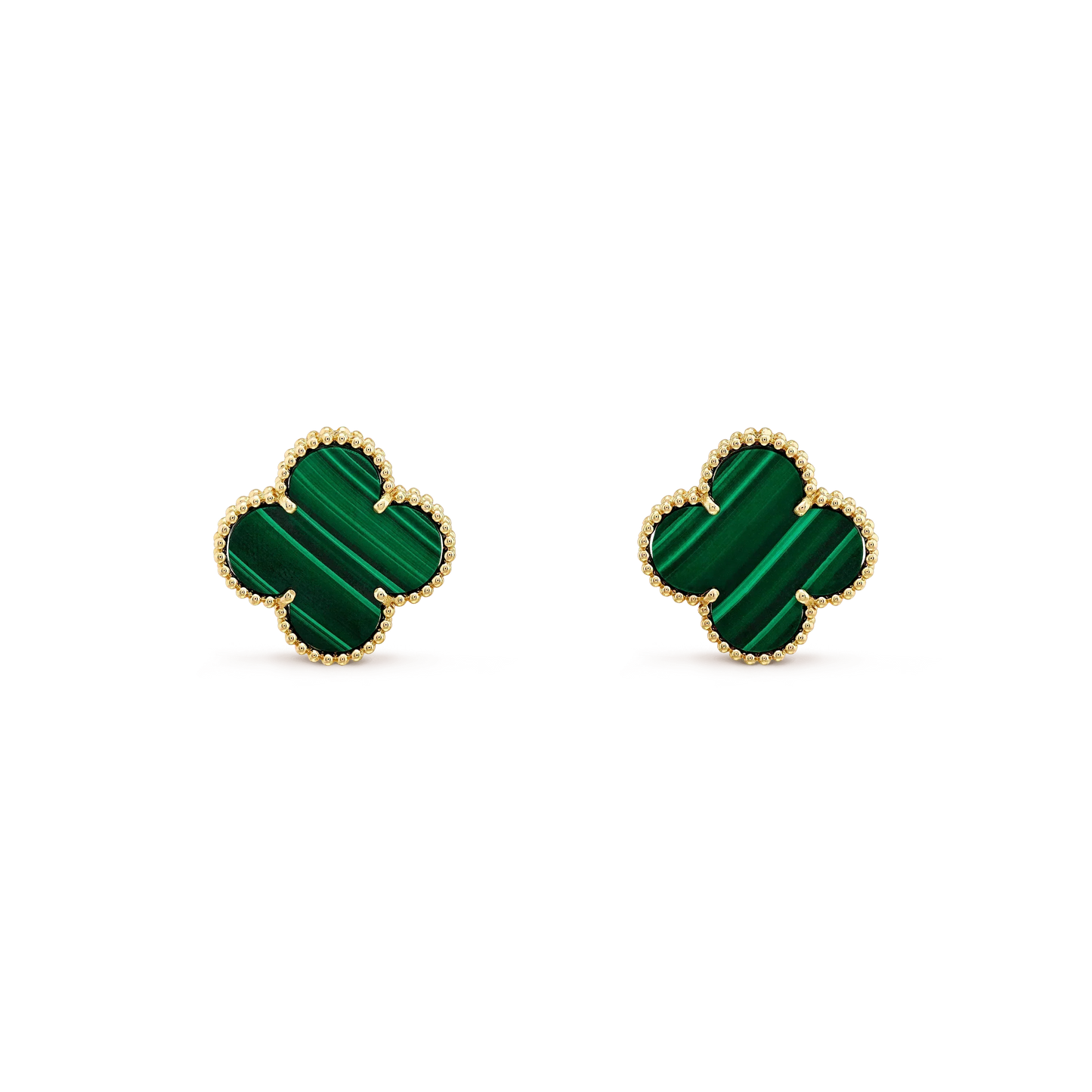 [Radiant Gem]¯CLOVER MINI 9.5MM MALACHITE  EARRINGS