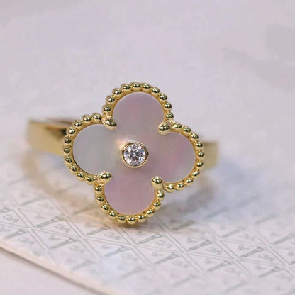 [Radiant Gem]¯CLOVER PINK MOP RING GOLD DIAMOND