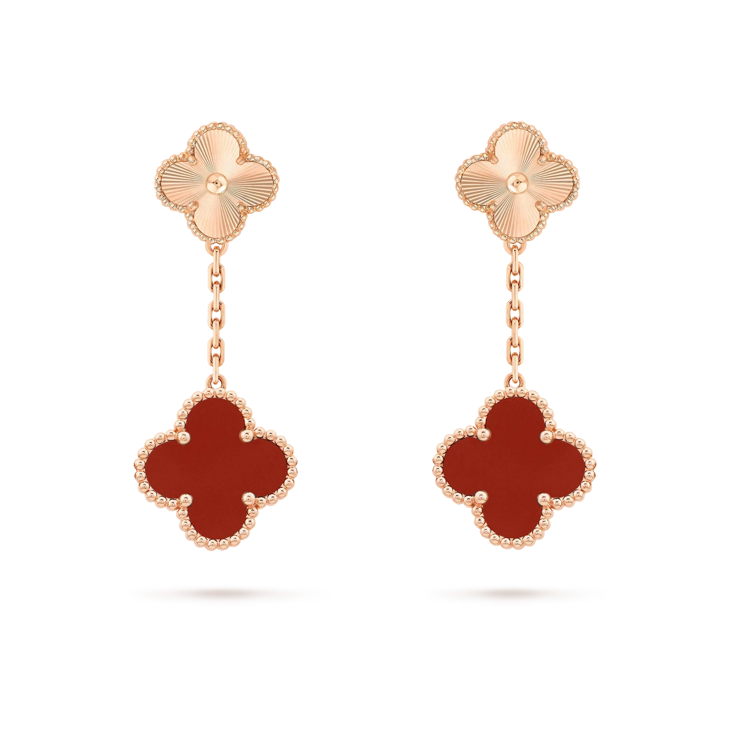 [Radiant Gem]¯CLOVER 2 MOTIF  LASER CARNELIAN EARRINGS